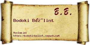 Bodoki Bálint névjegykártya